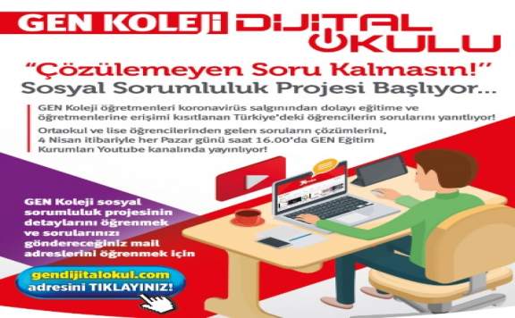 GEN KOLEJİ'DEN BÜTÜN ÖĞRECİLERE ONLİNE SINAV  HİZMETİ