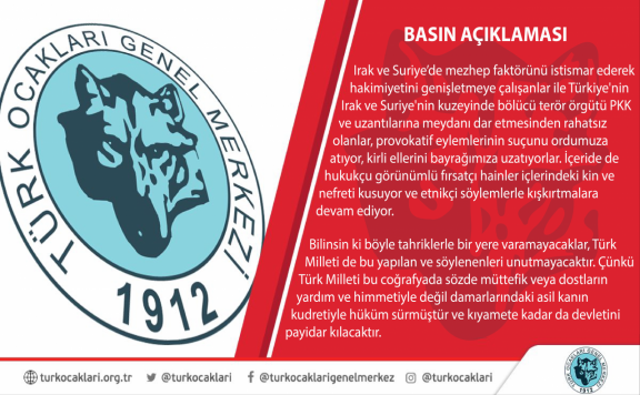 Türk Ocakları'ndan Irak'ın Kuzeyindeki Olayla İlgili Basın Açıklaması